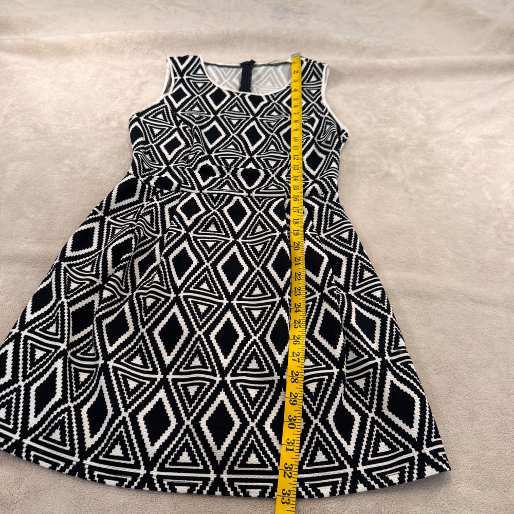 Retro Minimalist Geometric Diamond Fit Flare Dress Chic Mod Party Summer Sz‎ L - Picture 5 of 9